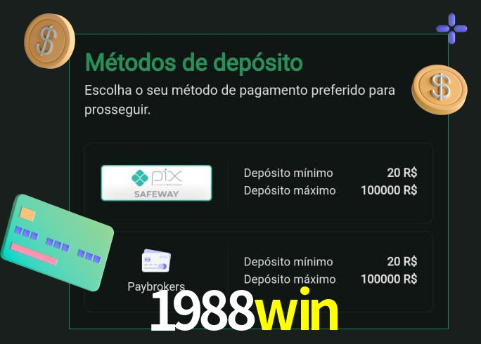 O cassino 1988win oferece uma grande variedade de métodos de pagamento
